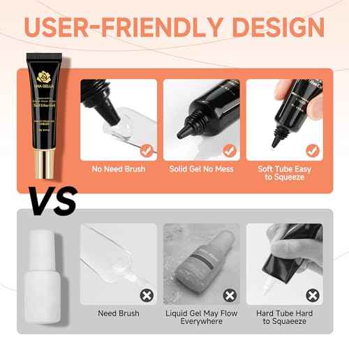 UNA GELLA Solid Nail Glue Gel 15ml Lamp Curing Needed Solid Soak Off U V/LED Lamp Required Super Strong Glue For Fake Acrylic Soft Gel Nail Tips Press On Nails Art Extension