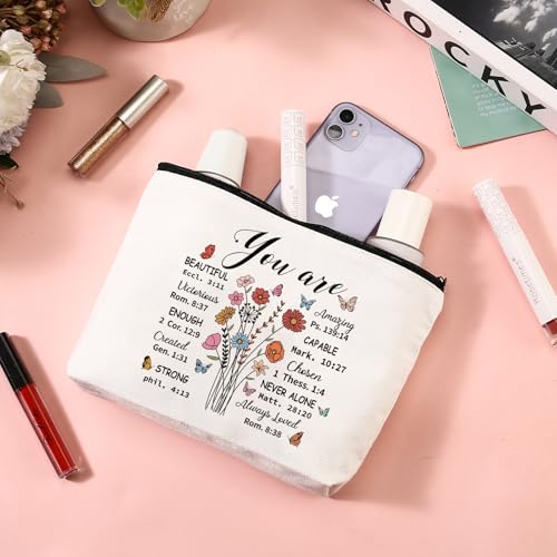 Christian Gift for Women Faith Religious Gifts Birthday Mothers Day Gifts for Women Mom Sister Best Friends Wife Coworkers-Inspirational Verse Glass/Makeup Bag