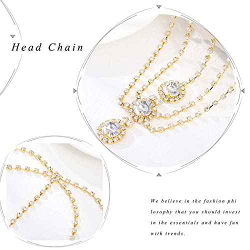 Layerd Head Chain Rhinestone Hair Chain Wedding Hair Accessories Fordhead Headband for Women and Girls