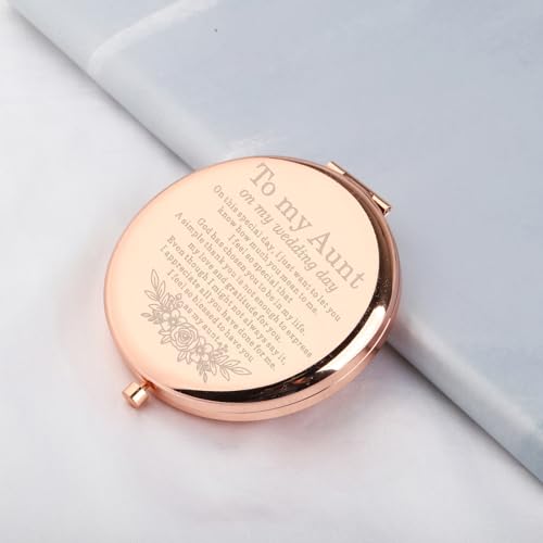 WSNANG Aunt Makeup Compact Mirror to My Aunt On My Wedding Day Gifts Thank You Aunt of The Bride Gifts (Aunt Mirror-rg)