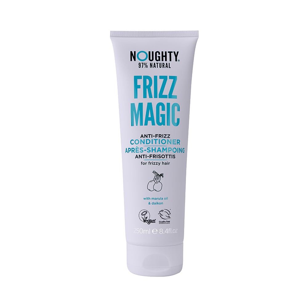 Noughty 97% Natural Frizz Magic Conditioner, Anti Frizz Cleanser for Frizzy and Curly Hair to Smooth and Shine with Marula Oil and Daikon, Sulfate Free Vegan Haircare 8.4fl.oz