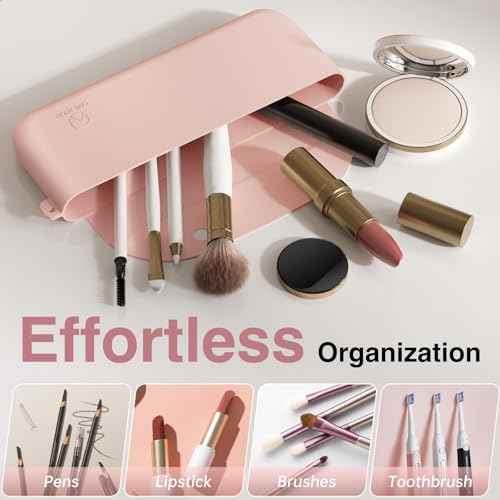 Silicone Makeup Brush Holder And Beauty Sponge Case, Travel Makeup Brush Case With Magnetic Closure, Makeup Sponge Holder 2 In 1 Stand Storage For Quick Drying Khaki