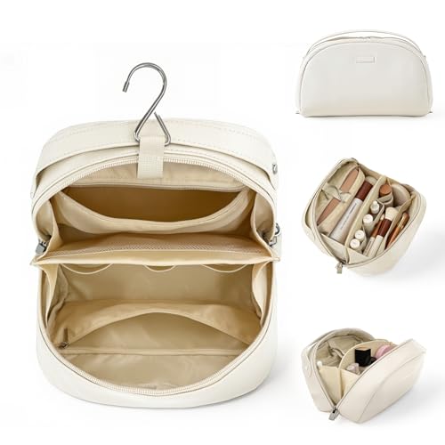 YDR Travel Makeup Bag Large Capacity,Cosmetic Bags for Women Portable Wet & Dry Pouch Open Flat Toiletry Bag with Divider Bathroom Gym