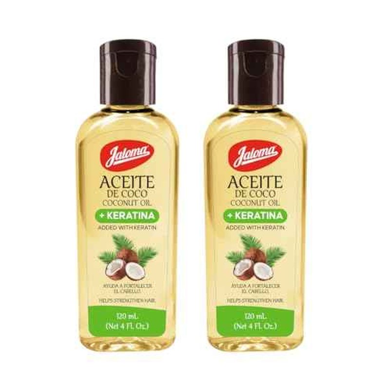 Jaloma Coconut Oil with Keratin to Help Strengthen Hair, 2 Pack, 4 Oz Each Bottle