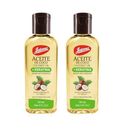 Jaloma Coconut Oil with Keratin to Help Strengthen Hair, 2 Pack, 4 Oz Each Bottle