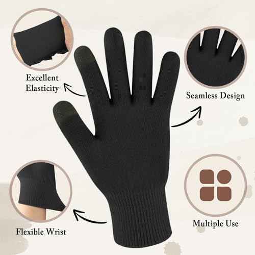 MIG4U Moisturizing Beauty Gloves Touch Screen Overnight Sleeping Glove Large for Men SPA, Dry Hands, Nighttime Lotion, UV Protection, Cosmetic Treatment, XL Black 1 Pairs