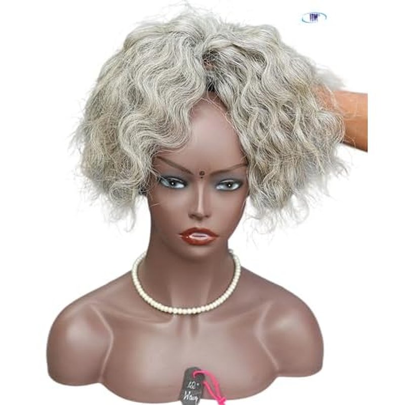Salt & Pepper Wavy Natural Gray Indian Raw Hair Bundles (12" Wavy One Bundle)