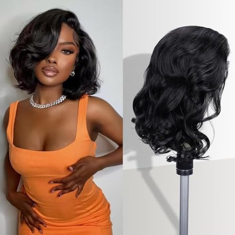 Xagujpo Body Wave V Part Wig Human Hair Upgrade U Part Human Hair Wigs for Black Women 100% Beginner Friendly No Sew In No Glue 180% Density Natural Color (8 inch)