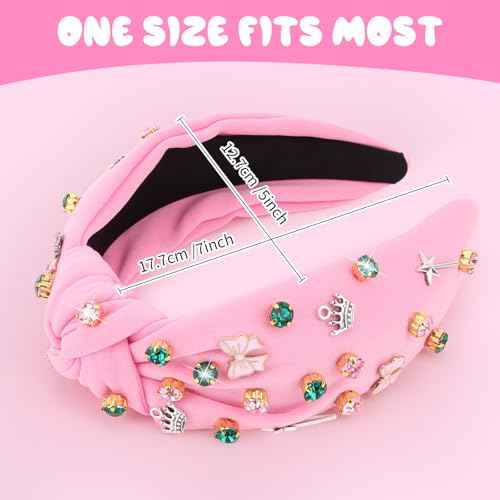 YARIEW Witch Headbands for Women Knotted Headband with Crown Magic Wand Witch Theme Birthday Party