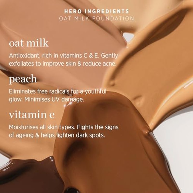 Ere Perez - Natural Oat Milk Liquid Foundation | Breathable, Buildable, Med-Full Coverage | Peach Extract, Vitamin E | Vegan, Cruelty-Free, Clean Beauty (Malt | light neutral, 1fl oz | 30mL)