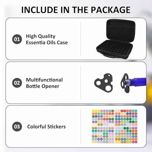 Essential Oil Storage Organizer,60 Bottle EVA Essential Oil Case Essential Oils Box,Essential Oil Storage Carrying Case Holds 5ml- 15ml For Doterra & Young Living,Come with Labels & Bottle (Black)
