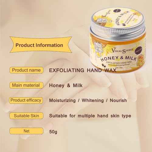 2PCS/Set Honey Milk Hand Wax Mask Moisturizing Paraffin Peel Off Wax Hydrating Nourishing Repair Skin Film Cream Exfoliating Calluses For Cracked,Dry,Aging Hands