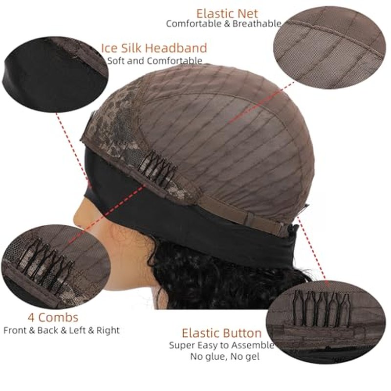 Headband Wig Human Hair Curly Headband Wigs for Black Women Glueless Wear and Go Wig 100% Brazilian Virgin Human Hair Headband wig 150% Density (14inch)