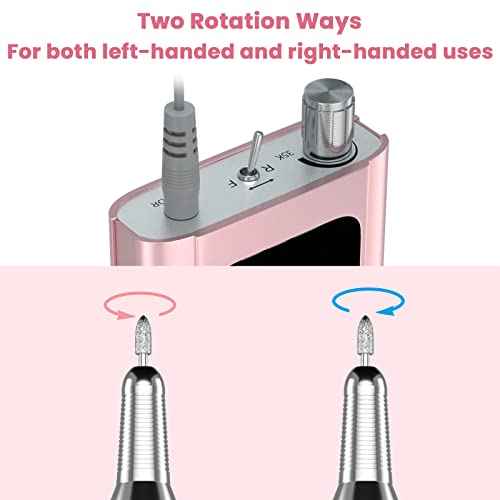 Delanie Professional Nail Drill High Torque 35000 RPM Rechargeable Portable Electric Nail File Filer for Acrylic Gel with Cuticle Bits, Salon Manicure Tool, Rose Gold