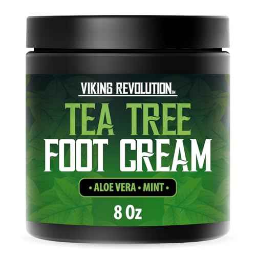 Viking Revolution Tea Tree Foot Cream for Dry Cracked Heels - Foot Balm For Cracked Feet - Dry Feet Repairing Cream with Aloe Vera and Mint (8oz)