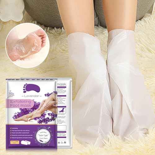 Foot Peeling Mask 5 Pack, Moisturizing Socks for Dry Foot Care, Hydrating Feet Peel Masks Repair Dry Cracked Heels, Remove Dead Skin,Callus - Women Men (Lavender)