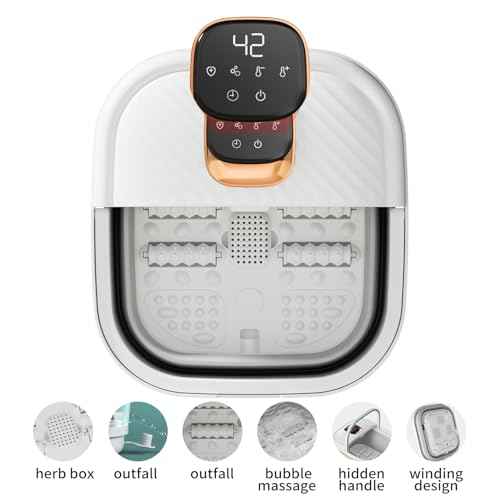 Collapsible Foot Spa with Heat, Foldable Foot Bath Massager with Temperature Control Touchscreen, Foot Massage Rollers, Pedicure Spa for Home, Office, Relaxation, Gift for Men & Women