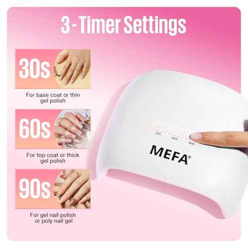 MEFA 72W Portable U V Nail Lamp, U V Light for Gel Nail with 3 Timers, Dryer for Gel Polish Fast Curing, 21pcs Lamp Beads LED Professional UV Light for Home Salon Art Tools