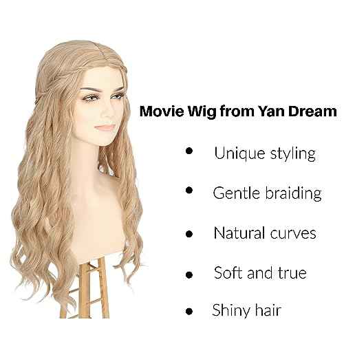 Yan Dream Princess Wig Long Blonde Wavy Hair with Braid Elf Hippie Wigs for Women Cosplay Costume Anime Party