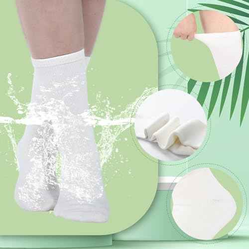 4 Pairs Cotton Soft Eczema Socks White Hydrating Moisturizing Therapy Cotton Socks Eczema Relief for Adult Wet Wrap Non Itch Soft Feet Treatment