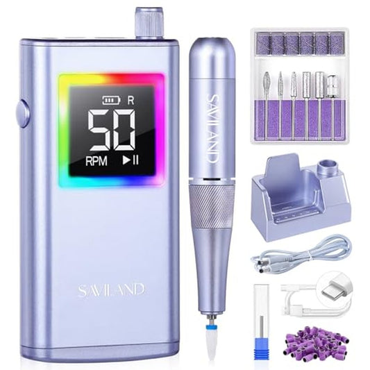 SAVILAND Advanced 50000 RPM Nail Drill Professional: Aluminium Alloy 10S Fast Removal Electric Nail File Portable Nail Filer Electric Nail Drill Bits Pro Acrylic Nail Manicure Nail Tools