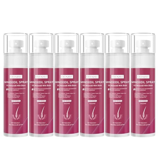 5% Minoxidil for Women Hair Regrowth Spray, hers hair regrowth treatment Infused with Biotin, Extra Strength Treatment to Combat Hair Loss and Thinning, 6 Bottles£¨100 Ml)