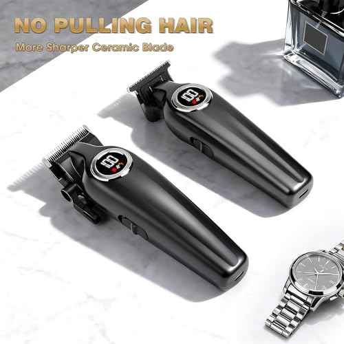 Karrte Professional Hair Clippers for Men£¬Barber Clippers and Trimmers Set£¬Electric Cordless Beards Trimmer with LED Display£¬Barber Kit and Grooming Set, Christmas Gift for Men