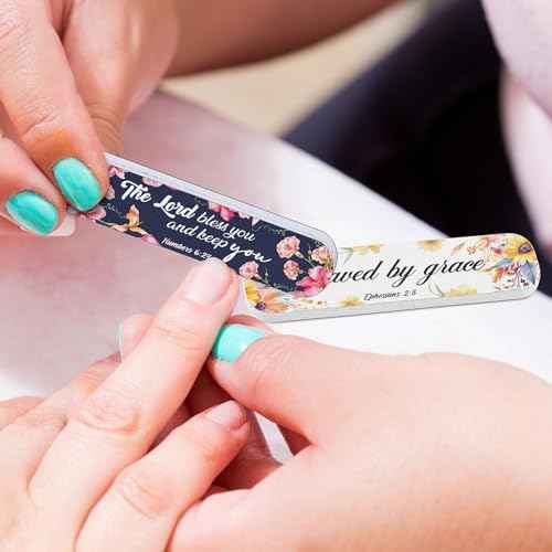 200 Pcs Christian Bible Verse Nail Files Gift for Women Religious Scripture Nail Emery Boards Colorful Floral Inspirational Buffering Files Scripture Manicure Tools VBS Christmas Gift Bulk