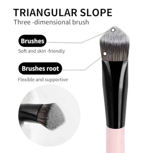 MAANGE Makeup Brushes 4 Pcs Makeup Brush Set for Foundation Concealer Contour Liquid Blending Face Kabuki Makeup Brush Kit (Pink)