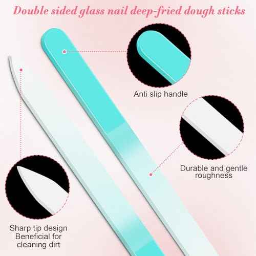 NICEMOVIC 6 Pack Glass Nail File for Natural Nails, Stocking Stuffers for Teen Girls Women Adults, Eater Valentines Birthday Christmas Gifts for Teens Girl Grandkids Mom Wife Her, Nail File and Buffer