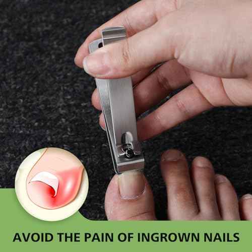 Heavy Duty Straight Blade Nail Clippers for Thick Toenails, Professional Stainless Steel Fingernail Toenail Clippers Trimmers - Thick Wide Jaw Toe Nail Clippings for Seniors, Men & Women - Silver