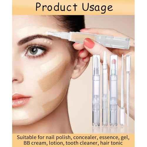 6 Pcs 3ml Empty Cuticle Oil Pen with 4 Pcs Transfer Pipettes - Transparent Nail Oil Twist Pens with Brush Tip for Nail Oil, Eyelash Growth Liquid, Cosmetic Lip Gloss Container Applicators