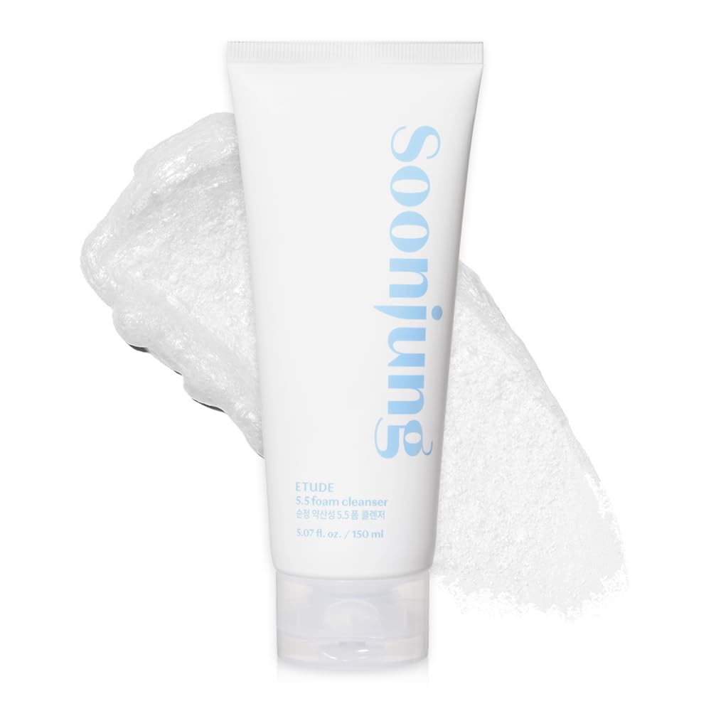 ETUDE SoonJung 5.5 Foam Cleanser, Face Wash for Sensitive Skin, Soft Bubble, Hypoallergenic Cleansing, Mild Deep Cleansing, Low pH Level, Panthenol, Madecassoside, Korean Skin Care, Beauty (5.1 Fl Oz)