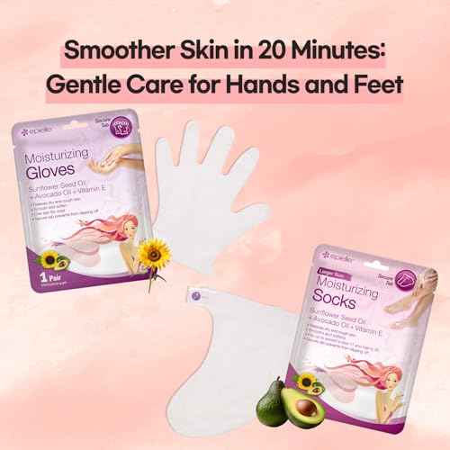 Epielle Moisturizing Hand & Foot Masks for Dry, Rough Skin, Self Care Gifts for Women, Spa Kit, Stocking Stuffers, Thanksgiving Essentials, 6 Moisturizing Gloves & 6 Moisturizing Socks