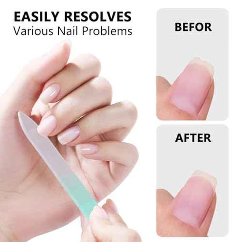 Glass Nail Files Double Side Polish Crystal Fingernail File with Case Manicure Salon Nail Care for Women Girls Pink Green Blue, 240 Grit, 3 Pack