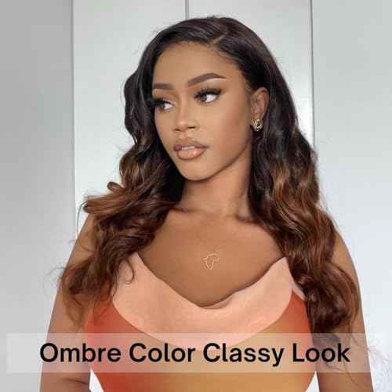 12A Ombre Body Wave Bundles Human Hair 16/18/20 Inch, T1B/2/30 Chestnut Brown 3 Tone Colored Human Hair 3 Bundles With Dark Roots 100% Remy Hair Thick Wavy Keep Soft after Washing