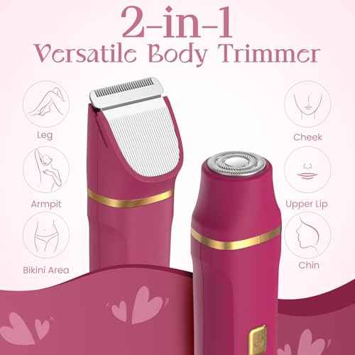 Electric Bikini Trimmer for Women - Waterproof Pubic Hair Trimmer & Facial Shaver, Rechargeable Cordless Electric Razor with Ceramic Blades, IPX7 Shower-Safe for Sensitive Skin, Christmas Gift for Her