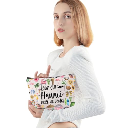JNIAP Hawaii Makeup Bag Hawaii Trip Gifts Aloha State Beach Gifts Hawaii Vocation Travel Bag Hawaii Tourist Gifts Hawaii Toiletry Bag (Look Out Hawaii)