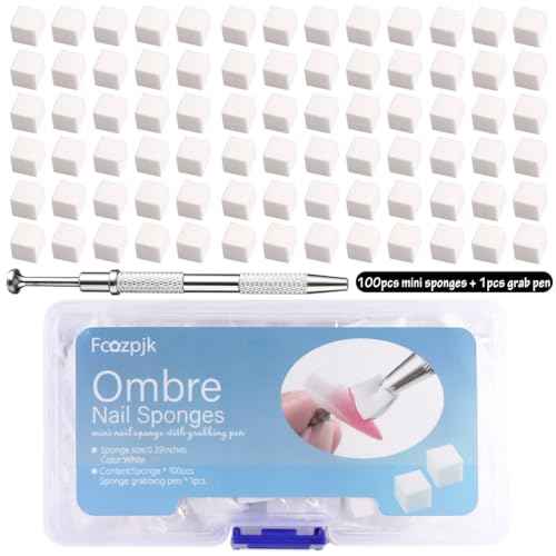 Soft Sponges with Grabbing Pen for Ombre and Aura Nail Art with Brush, Professional Manicure Nail Art Tools Accessories Supplies, 100 Pieces