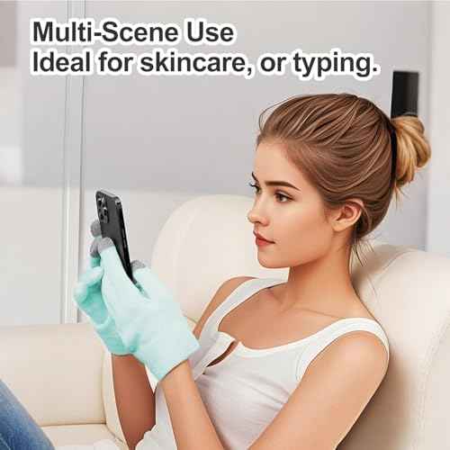 MoyRetty Touchscreen Silicone Moisturizing Gloves for Dry Hands Overnight, Reusable Hand Spa Gloves with Vitamin E & Jojoba Oil(Green)
