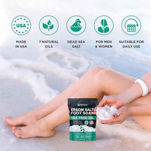 Tea Tree Oil Foot Soak with Epsom Salt - Made in USA - for Toenail Health, Athletes Foot, Stubborn Foot Odor, Softens Calluses & Soothes Sore Tired Feet - 1 LB