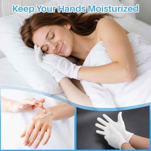 5 Pairs White Cotton Gloves - Breathable Cotton Gloves for Dry Hands Sleeping, Inspection, Coin Handling, Reusable Soft Cloth Glove for Eczema, Spa, Moisturizing Hands, High Elasticity, Women and Men