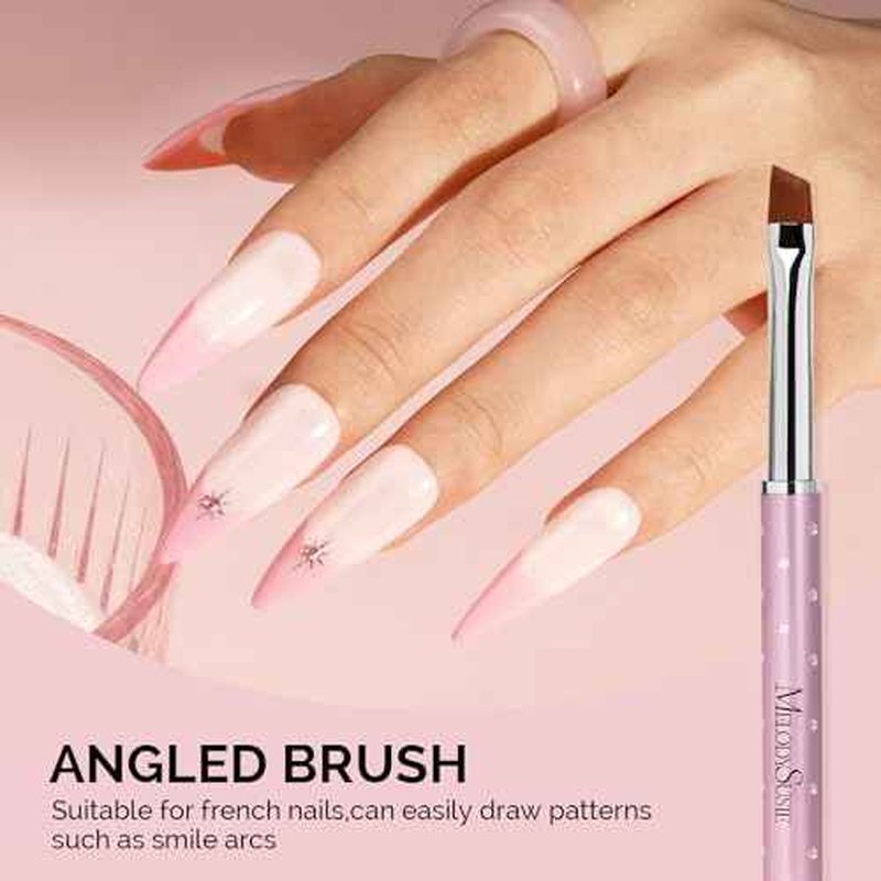 MelodySusie 6pcs Nail Art Brushes Set, Professional Pen Nail Gel Brush, Nail Extension and Builder Brush, Liner Brush 3 Sizes, Fashion Design for Home DIY Salon Use, Rose Gold