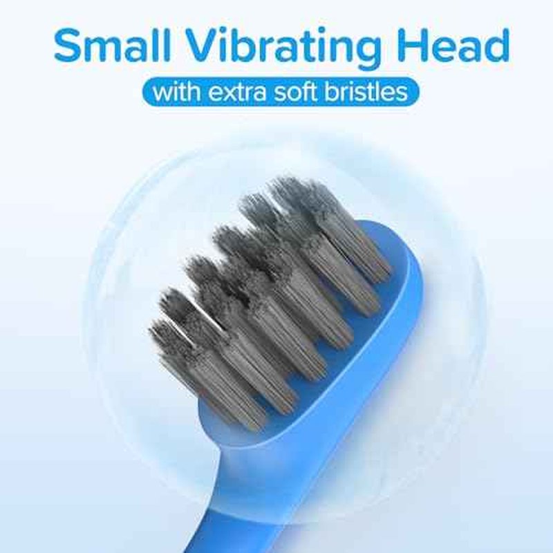 Replacement Toothbrush Heads Compatiable with Burst Kids Electric Toothbrush, Soft Charcoal Bristles for Gentle on Gum and Deep Cleaning, Blue, Pack of 5
