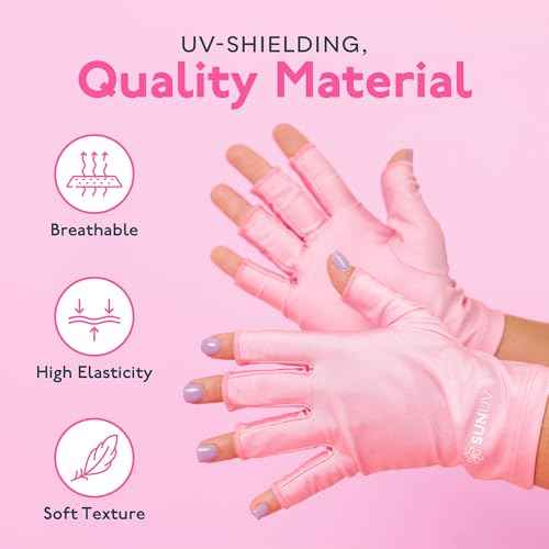 SUNUV LED Gloves for Gel Nails, UPF 50+ Anti UV Gloves for Gel Nail Lamp, Professional UV Gloves for Nail Techs
