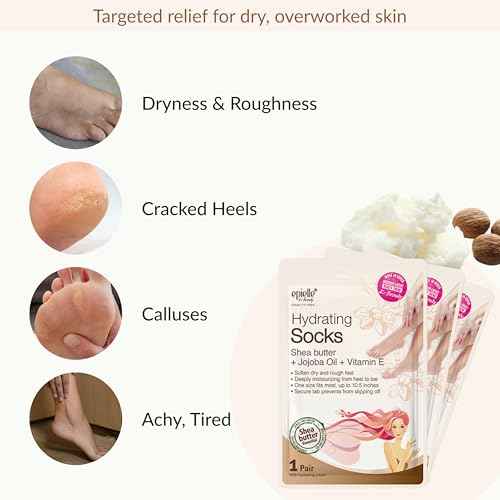 Epielle Hydrating Foot Mask 6 Pairs, Deep Moisturizing Socks for Dry, Cracked Feet, Self Care Gifts for Women, Spa Kit, Stocking Stuffers, Thanksgiving Essentials