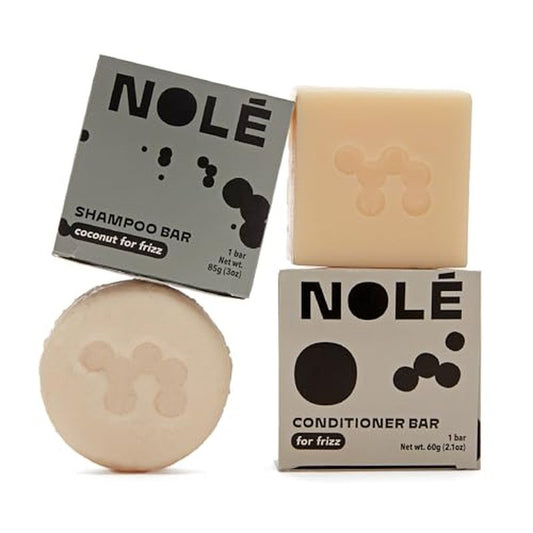 NOLE CARE Sustainable Bar Shampoo and Conditioner (2 pack) with Coconut & Batana Oil, for Frizz - Sustainable, PH Balanced, Sulfate Free, Plastic Free - 5.12 Oz