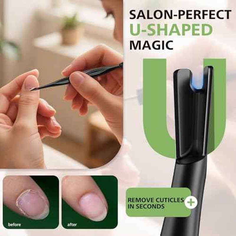 BALUCA 2-in-1 Cuticle Pusher & Trimmer with Fork ? Professional Stainless Steel Nail Cuticle Remover Tool for Pain-Free Manicure & Pedicure ? Durable Metal Cuticle Nippers and Scraper, Black