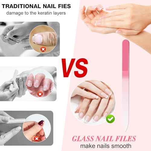 NICEMOVIC 6 Pack Glass Nail File for Natural Nails, Stocking Stuffers for Teen Girls Women Adults, Eater Valentines Birthday Christmas Gifts for Teens Girl Grandkids Mom Wife Her, Nail File and Buffer