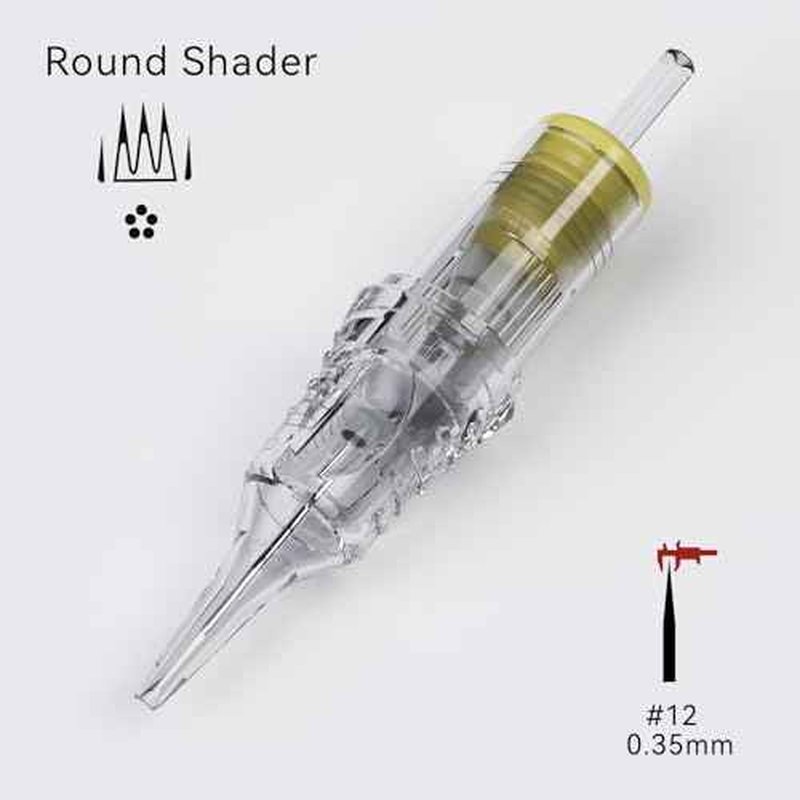BIGWASP Classic 20Pcs 1211RS Tattoo Cartridge Needles 11RS #12 Standard Disposable 11 Round Shader Cartridges for Tattoo Machine Pen